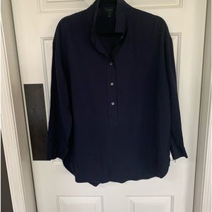 J.Crew - navy blue oversized tunic Size M with a few buttons at collar.